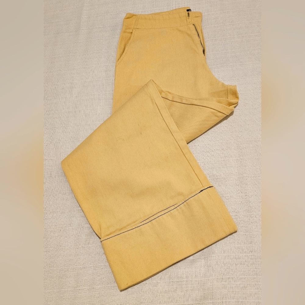 Zara Wide Leg, Deep Cuff, Carpenter Jeans, Size M, Color: Butter Yellow